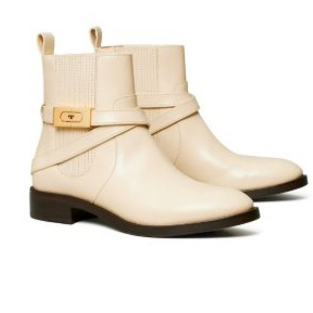 Tory Burch T-Hardware Chelsea Boot Dulce De Leche Size 7